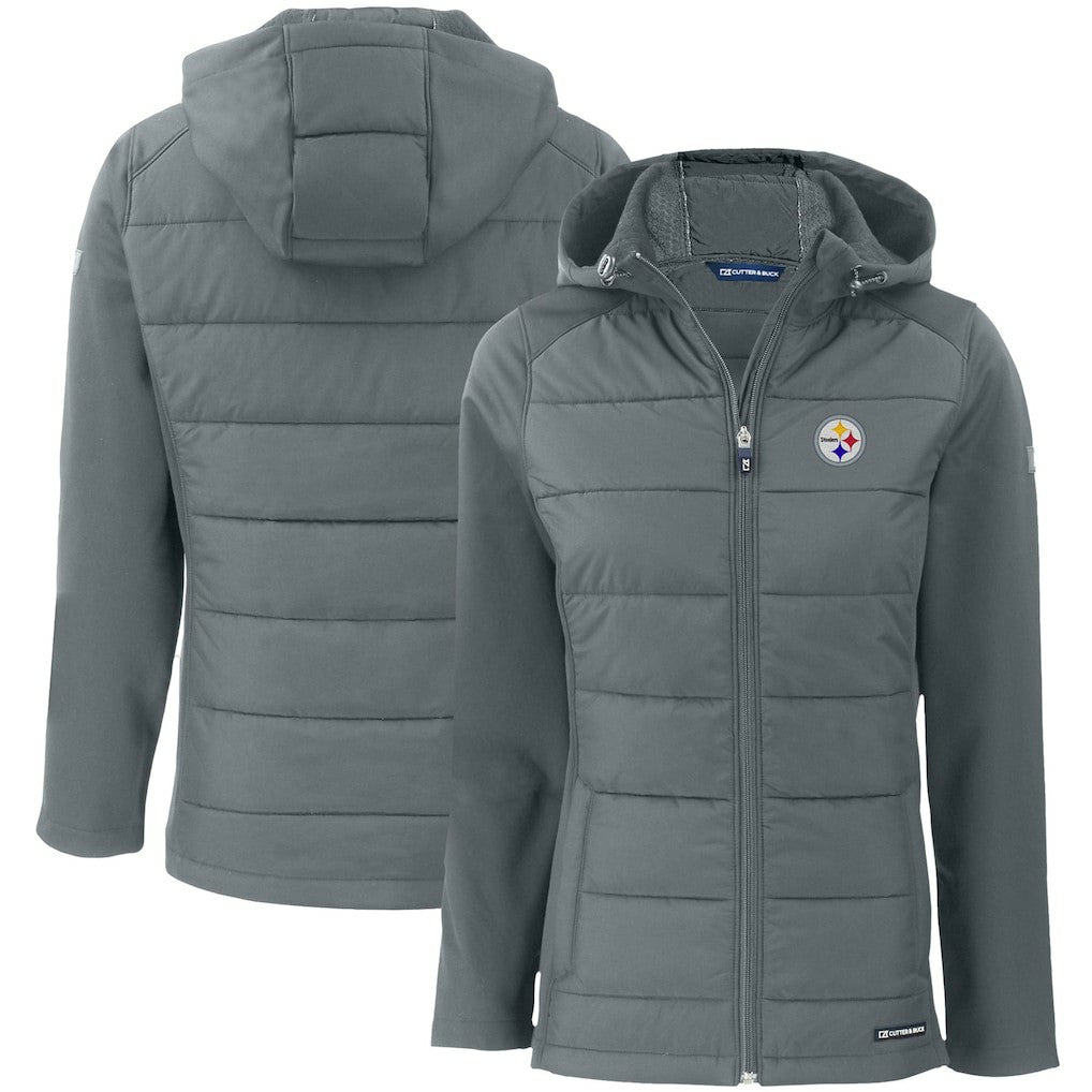 Pittsburgh Steelers  Cutter & Buck Women's Evoke PrimaLoft Hybrid Eco Softshell Recycled Full-Zip Hooded Jacket