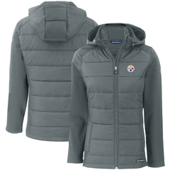 Pittsburgh Steelers  Cutter & Buck Women's Evoke PrimaLoft Hybrid Eco Softshell Recycled Full-Zip Hooded Jacket