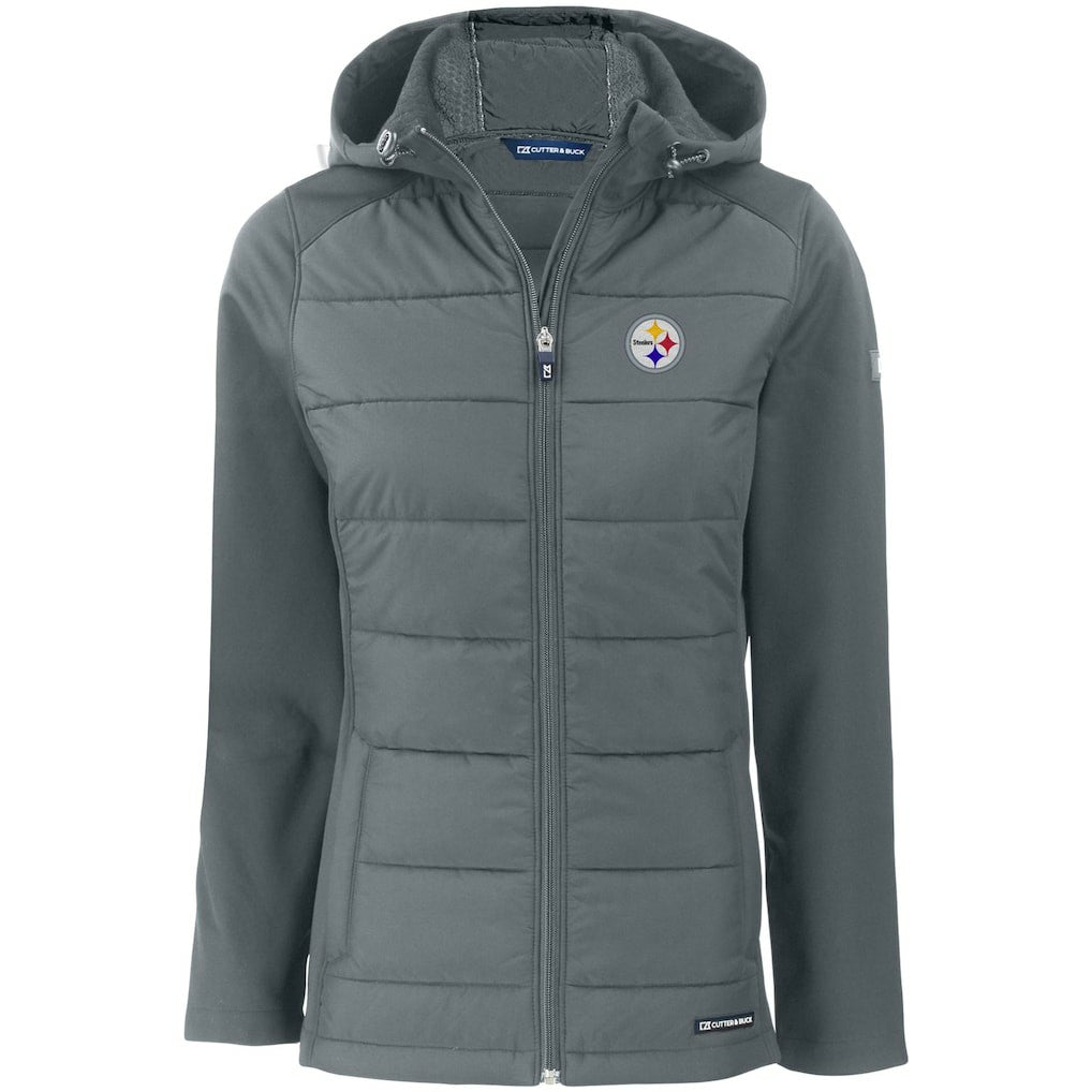 Pittsburgh Steelers  Cutter & Buck Women's Evoke PrimaLoft Hybrid Eco Softshell Recycled Full-Zip Hooded Jacket
