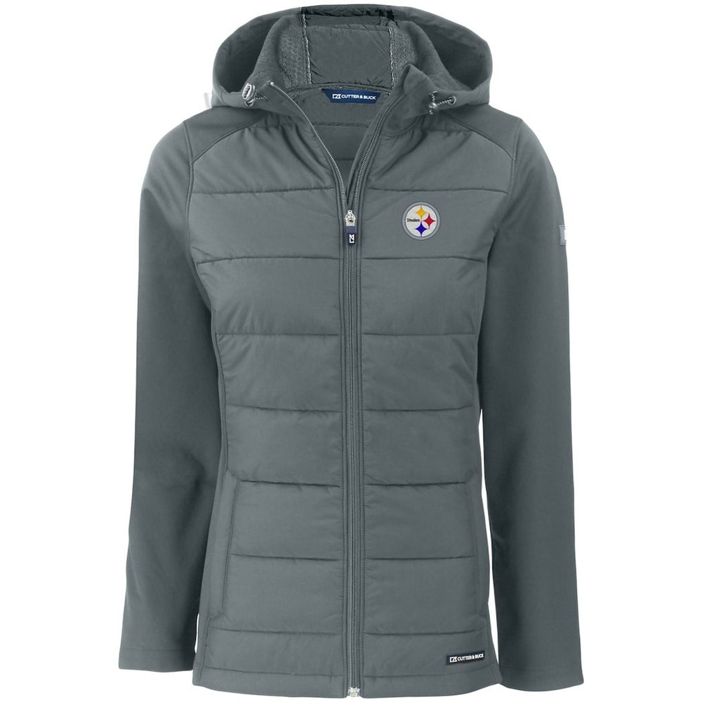 Pittsburgh Steelers  Cutter & Buck Women's Evoke PrimaLoft Hybrid Eco Softshell Recycled Full-Zip Hooded Jacket