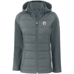 Pittsburgh Steelers  Cutter & Buck Women's Evoke PrimaLoft Hybrid Eco Softshell Recycled Full-Zip Hooded Jacket
