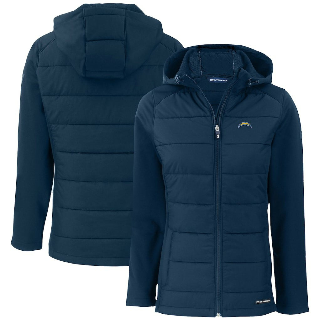 Los Angeles Chargers  Cutter & Buck Women's Evoke PrimaLoft Hybrid Eco Softshell Recycled Full-Zip Hooded Jacket