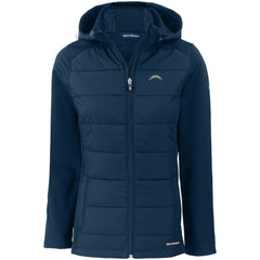 Los Angeles Chargers  Cutter & Buck Women's Evoke PrimaLoft Hybrid Eco Softshell Recycled Full-Zip Hooded Jacket