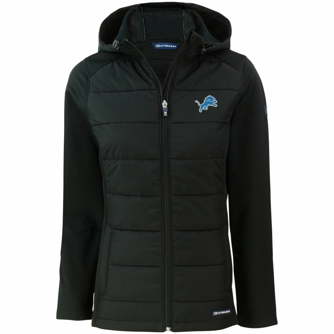 Detroit Lions  Cutter & Buck Women's Evoke PrimaLoft Hybrid Eco Softshell Recycled Full-Zip Hooded Jacket