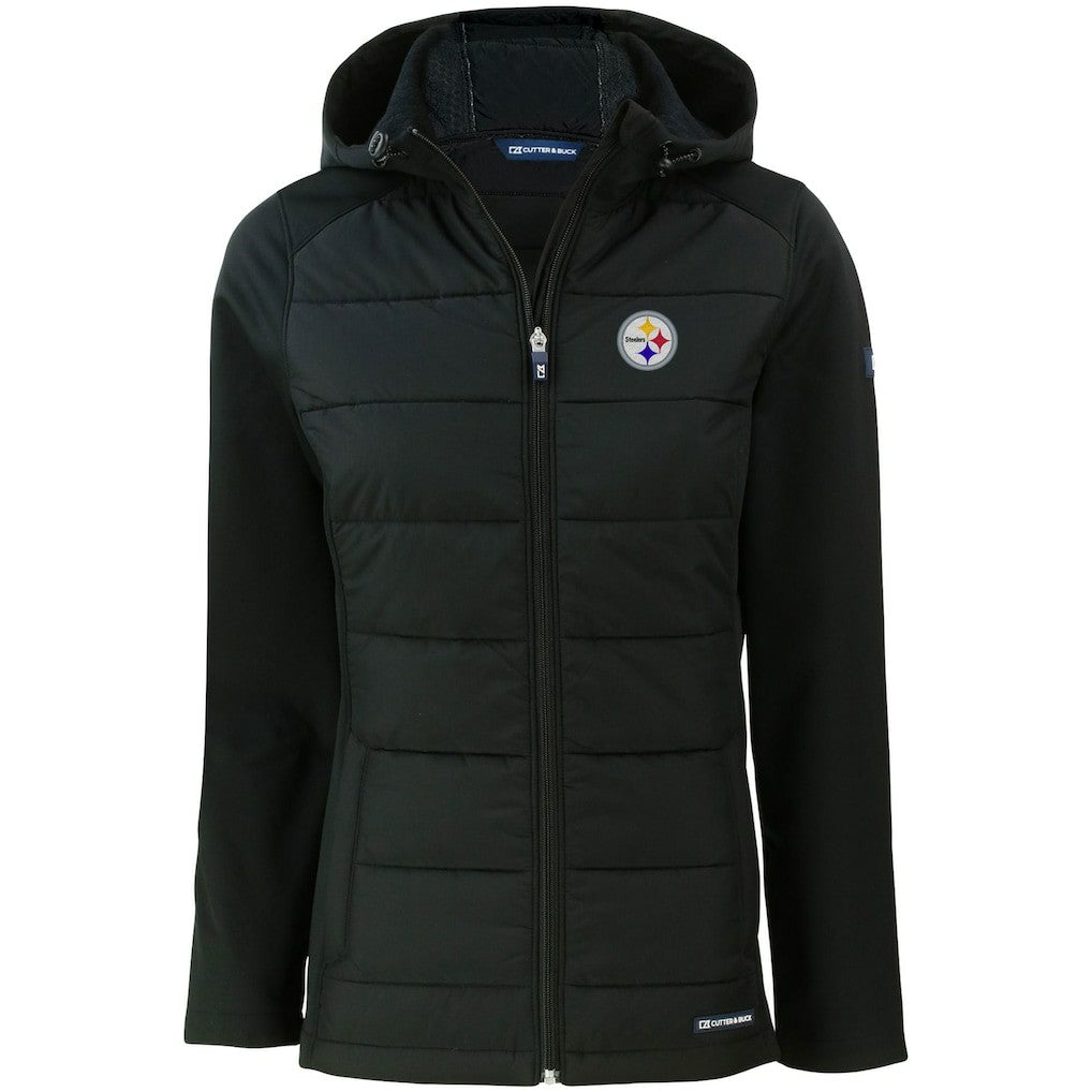 Pittsburgh Steelers  Cutter & Buck Women's Evoke PrimaLoft Hybrid Eco Softshell Recycled Full-Zip Hooded Jacket