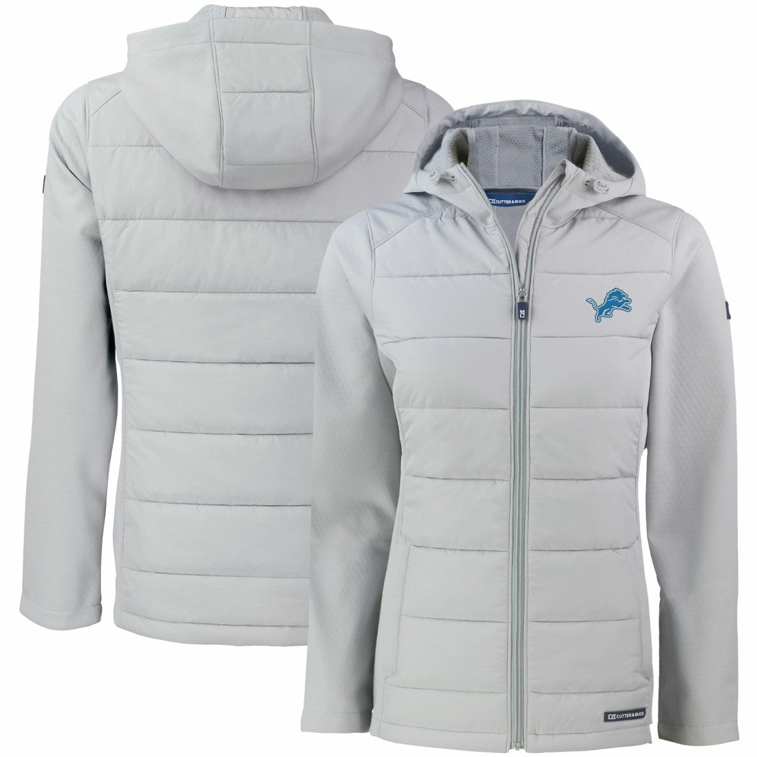 Detroit Lions  Cutter & Buck Women's Evoke PrimaLoft Hybrid Eco Softshell Recycled Full-Zip Hooded Jacket