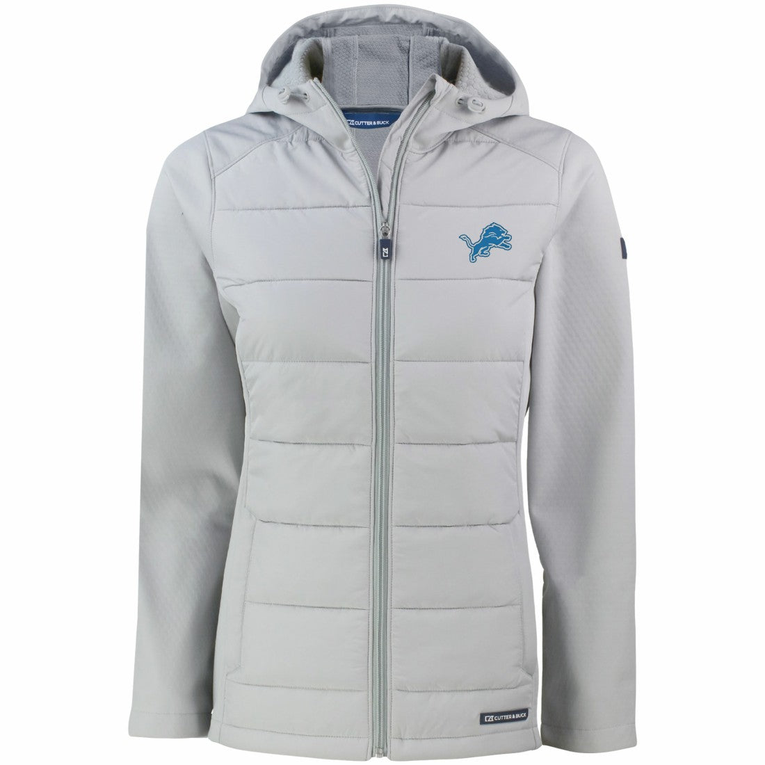 Detroit Lions  Cutter & Buck Women's Evoke PrimaLoft Hybrid Eco Softshell Recycled Full-Zip Hooded Jacket