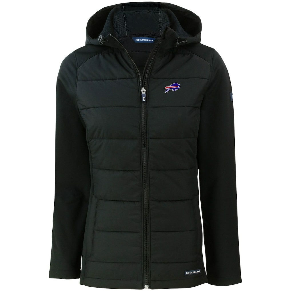 Buffalo Bills  Cutter & Buck Women's Evoke PrimaLoft Hybrid Eco Softshell Recycled Full-Zip Hooded Jacket