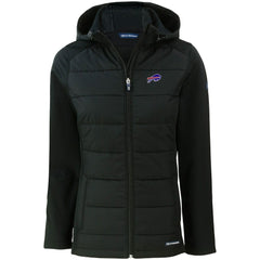 Buffalo Bills  Cutter & Buck Women's Evoke PrimaLoft Hybrid Eco Softshell Recycled Full-Zip Hooded Jacket