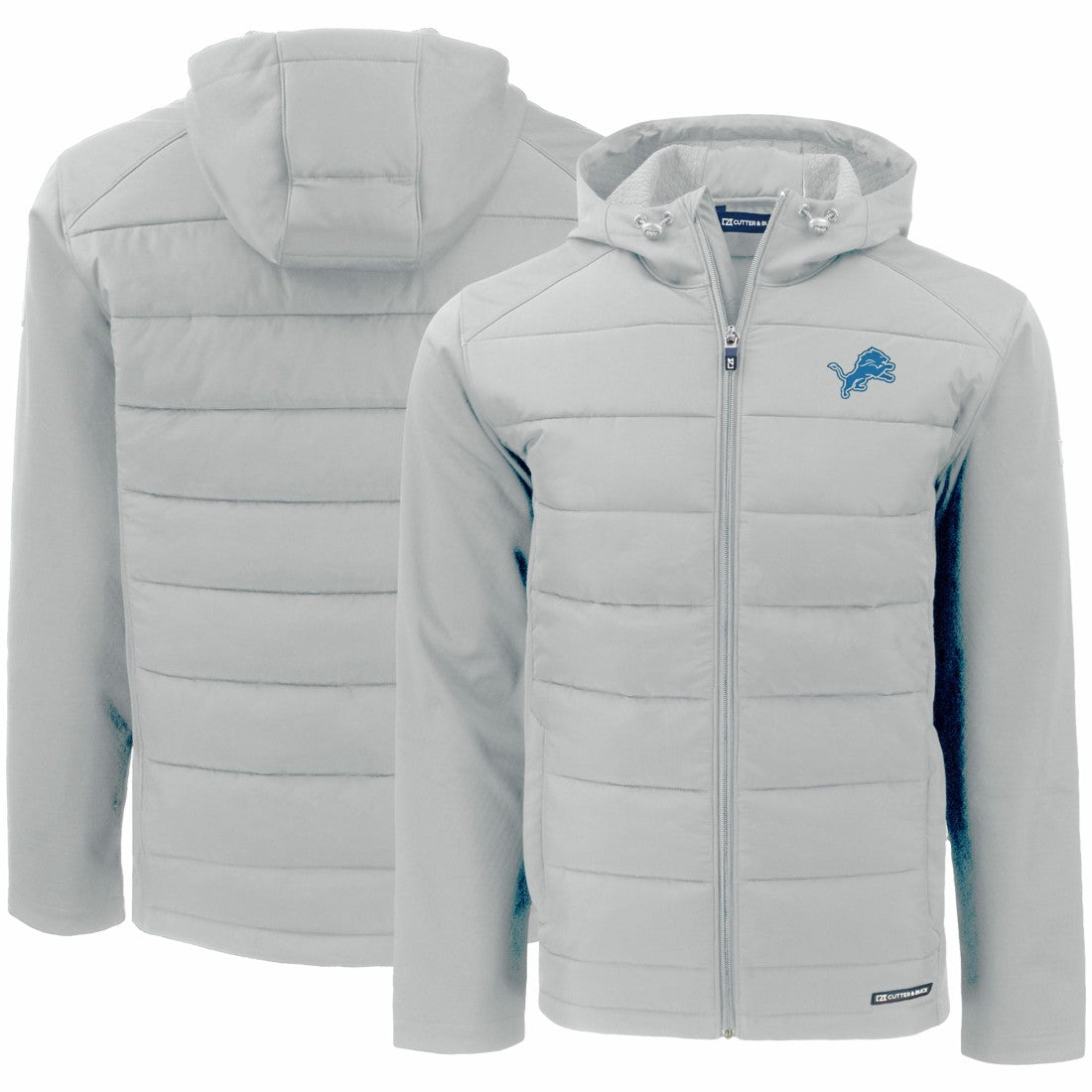 Detroit Lions  Cutter & Buck Evoke PrimaLoft Hybrid Eco Softshell Recycled Full-Zip Hooded Jacket