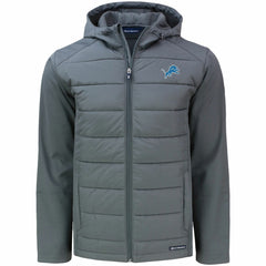 Detroit Lions  Cutter & Buck Evoke PrimaLoft Hybrid Eco Softshell Recycled Full-Zip Hooded Jacket