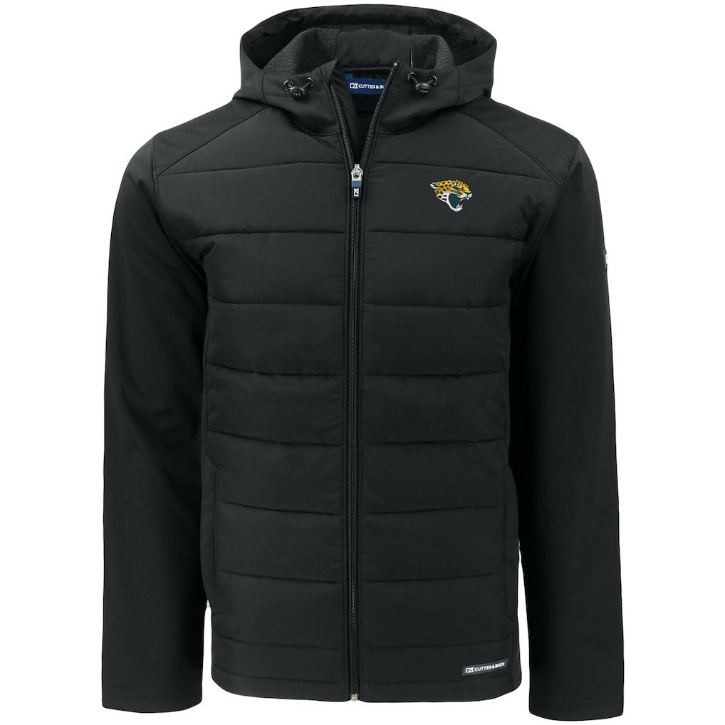 Jacksonville Jaguars  Cutter & Buck Evoke PrimaLoft Hybrid Eco Softshell Recycled Full-Zip Hooded Jacket