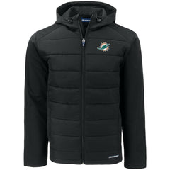 Miami Dolphins  Cutter & Buck Evoke PrimaLoft Hybrid Eco Softshell Recycled Full-Zip Hooded Jacket