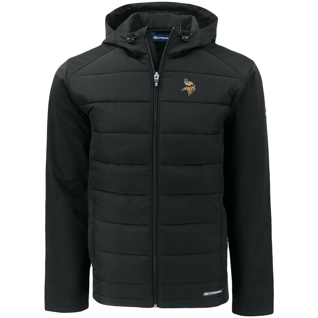 Minnesota Vikings  Cutter & Buck Evoke PrimaLoft Hybrid Eco Softshell Recycled Full-Zip Hooded Jacket