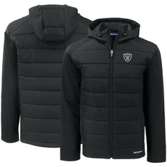 Las Vegas Raiders  Cutter & Buck Evoke PrimaLoft Hybrid Eco Softshell Recycled Full-Zip Hooded Jacket