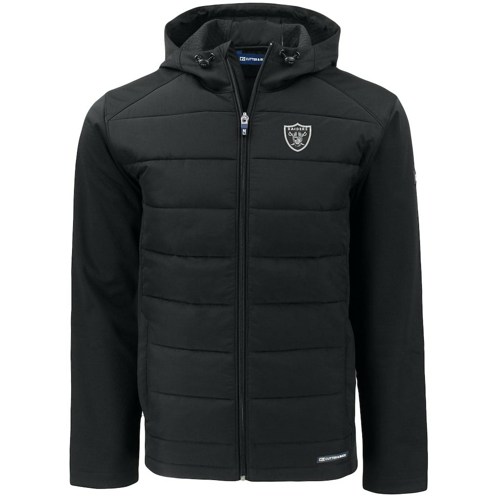 Las Vegas Raiders  Cutter & Buck Evoke PrimaLoft Hybrid Eco Softshell Recycled Full-Zip Hooded Jacket