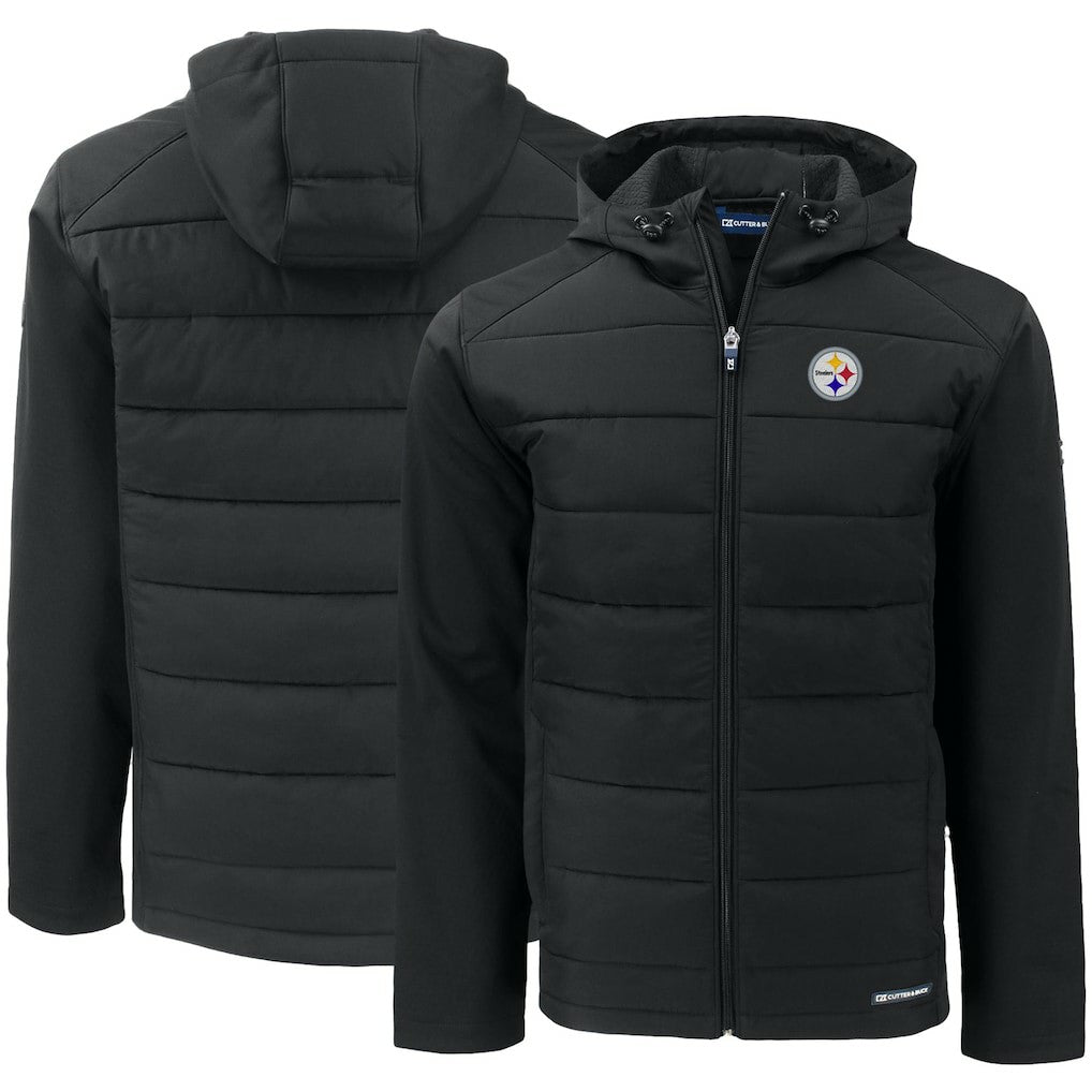 Pittsburgh Steelers  Cutter & Buck Evoke PrimaLoft Hybrid Eco Softshell Recycled Full-Zip Hooded Jacket