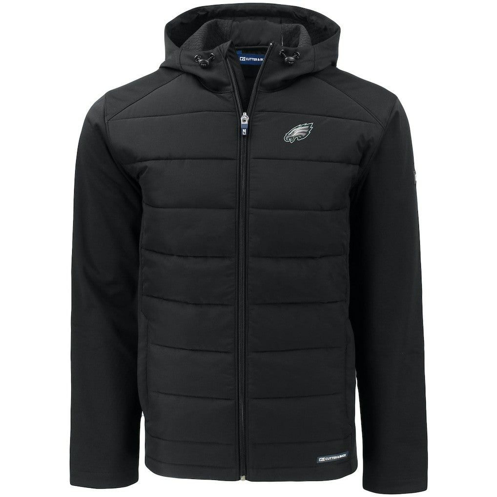 Philadelphia Eagles  Cutter & Buck Evoke PrimaLoft Hybrid Eco Softshell Recycled Full-Zip Hooded Jacket