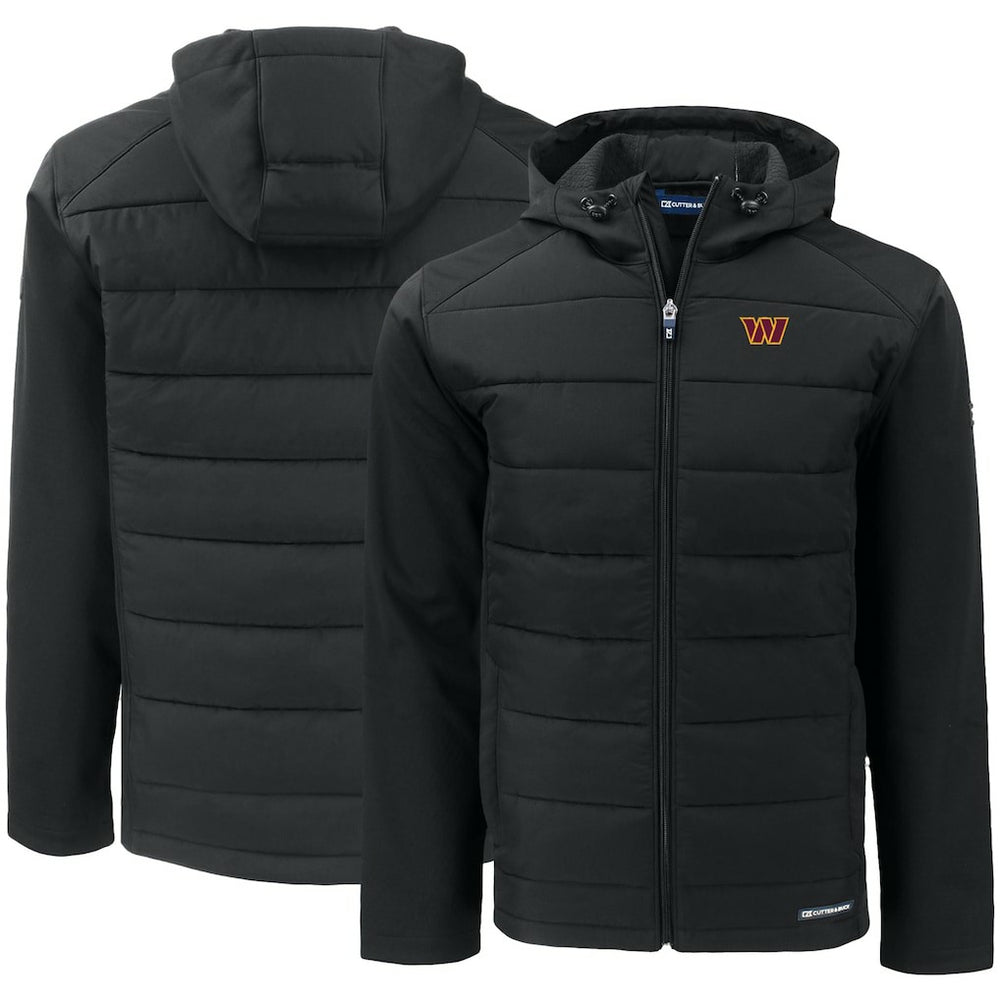 Washington Commanders  Cutter & Buck Evoke PrimaLoft Hybrid Eco Softshell Recycled Full-Zip Hooded Jacket