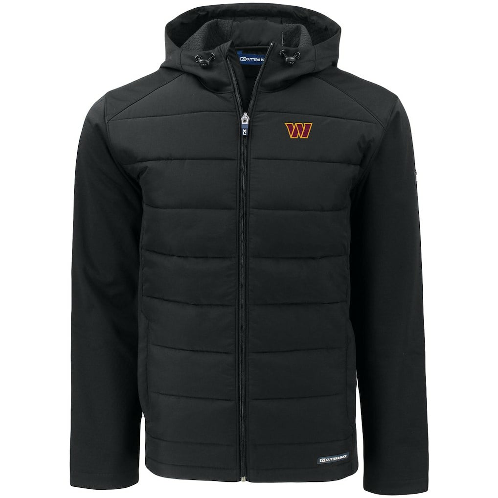 Washington Commanders  Cutter & Buck Evoke PrimaLoft Hybrid Eco Softshell Recycled Full-Zip Hooded Jacket