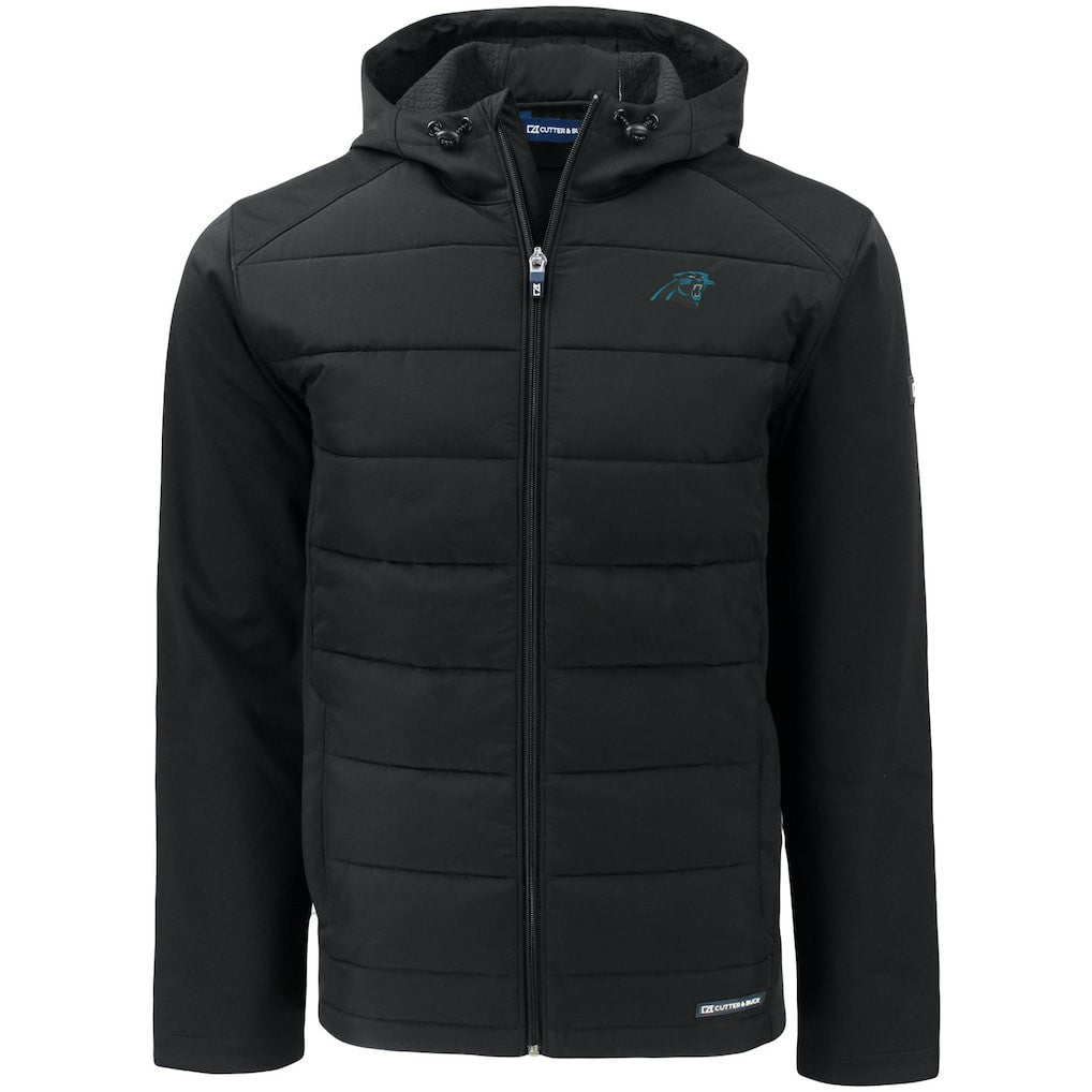 Carolina Panthers  Cutter & Buck Evoke PrimaLoft Hybrid Eco Softshell Recycled Full-Zip Hooded Jacket
