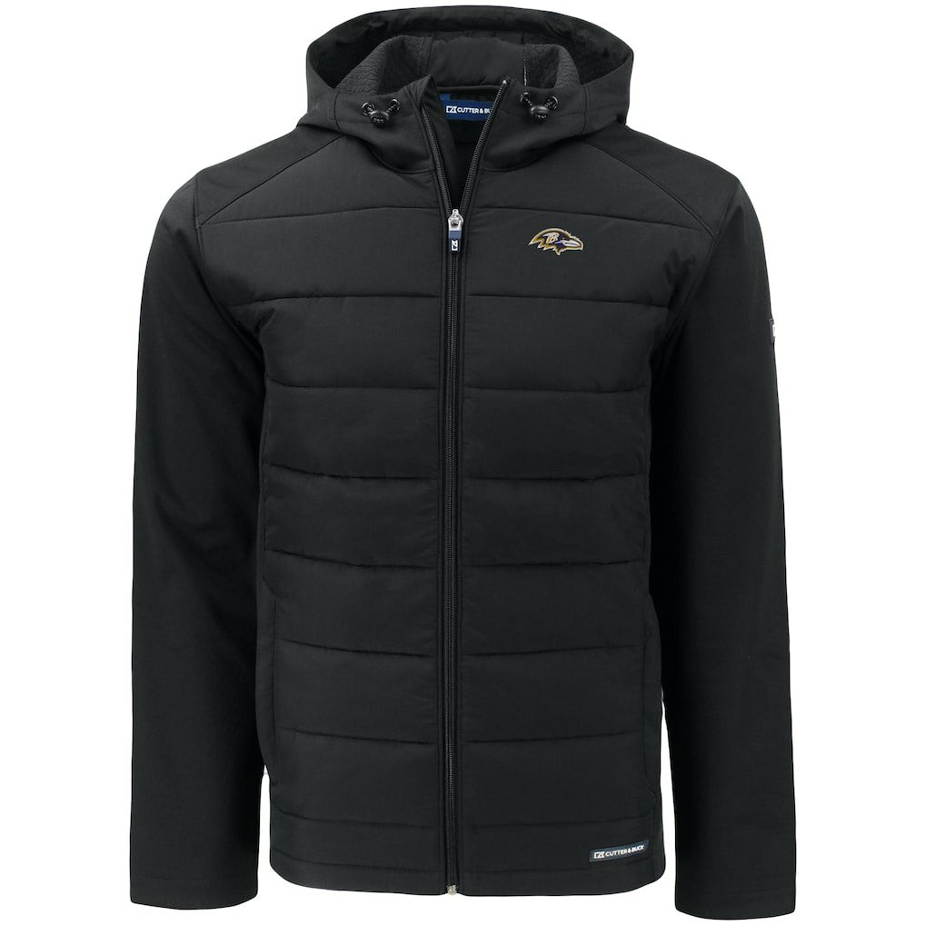 Baltimore Ravens  Cutter & Buck Evoke PrimaLoft Hybrid Eco Softshell Recycled Full-Zip Hooded Jacket
