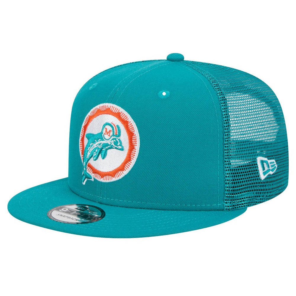 Miami Dolphins New Era Throwback Main Trucker 9FIFTY Snapback Hat