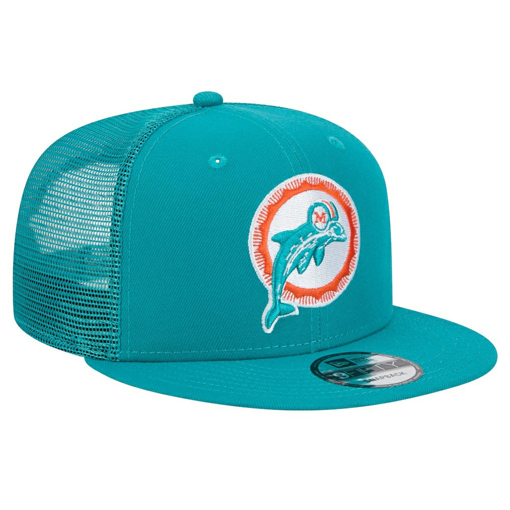 Miami Dolphins New Era Throwback Main Trucker 9FIFTY Snapback Hat