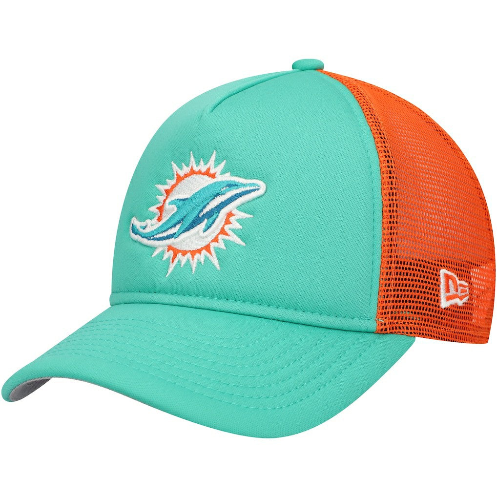 Miami Dolphins New Era Youth A-Frame 9FORTY Trucker Adjustable Hat