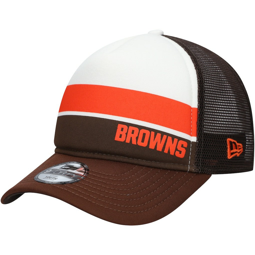 Cleveland Browns New Era Youth Sport Night Color Block 9FORTY A-Frame Trucker Adjustable Hat