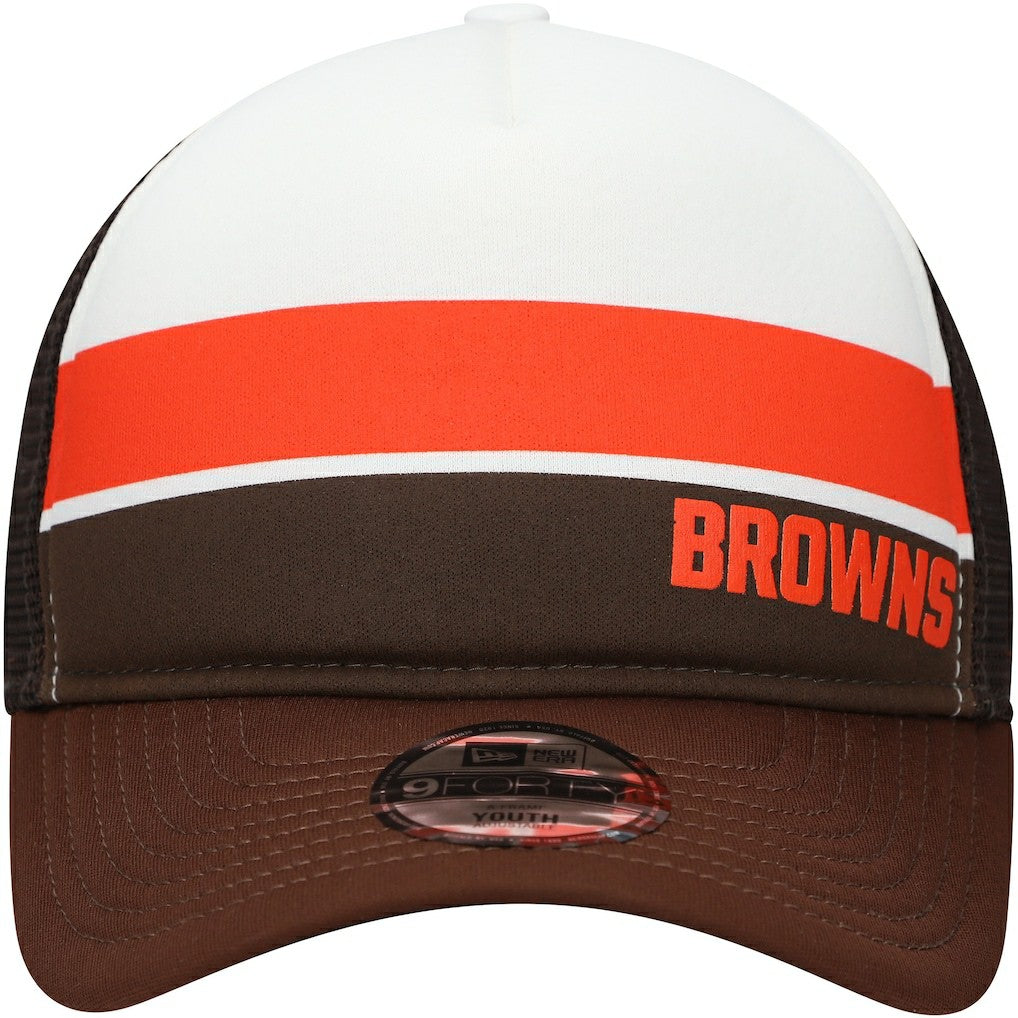 Cleveland Browns New Era Youth Sport Night Color Block 9FORTY A-Frame Trucker Adjustable Hat