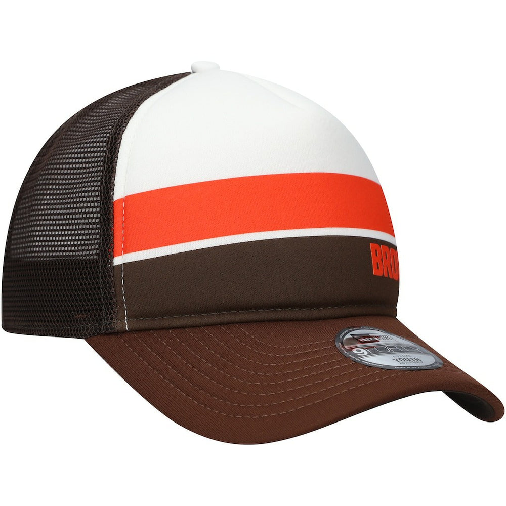 Cleveland Browns New Era Youth Sport Night Color Block 9FORTY A-Frame Trucker Adjustable Hat