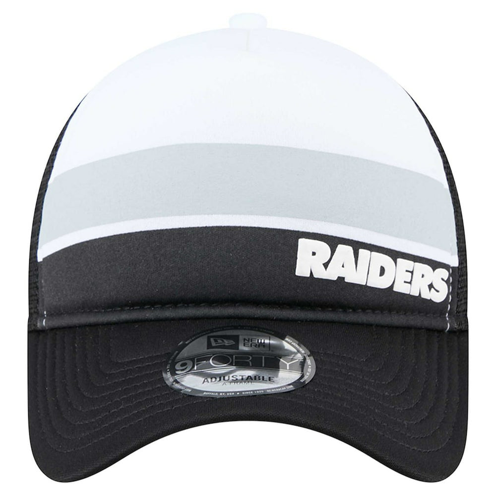 Las Vegas Raiders New Era Youth Sport Night Color Block 9FORTY A-Frame Trucker Adjustable Hat