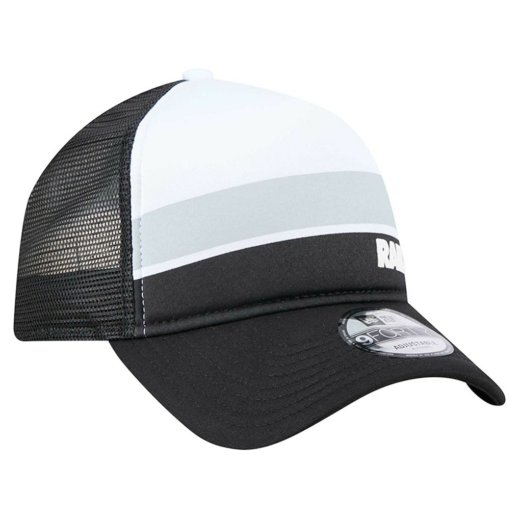 Las Vegas Raiders New Era Youth Sport Night Color Block 9FORTY A-Frame Trucker Adjustable Hat