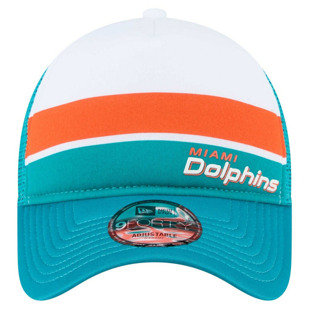 Miami Dolphins New Era Youth Sport Night Color Block 9FORTY A-Frame Trucker Adjustable Hat