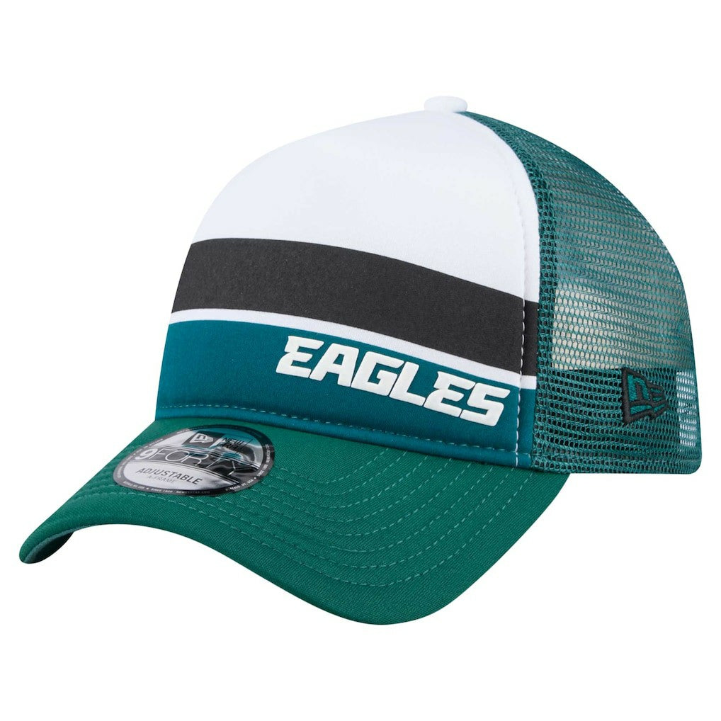 Philadelphia Eagles New Era Youth Sport Night Color Block 9FORTY A-Frame Trucker Adjustable Hat