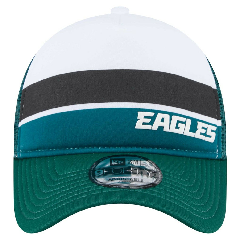 Philadelphia Eagles New Era Youth Sport Night Color Block 9FORTY A-Frame Trucker Adjustable Hat