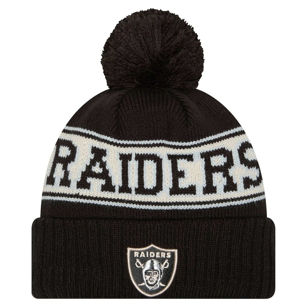 Las Vegas Raiders New Era Youth  Retro Cuffed Knit Hat with Pom