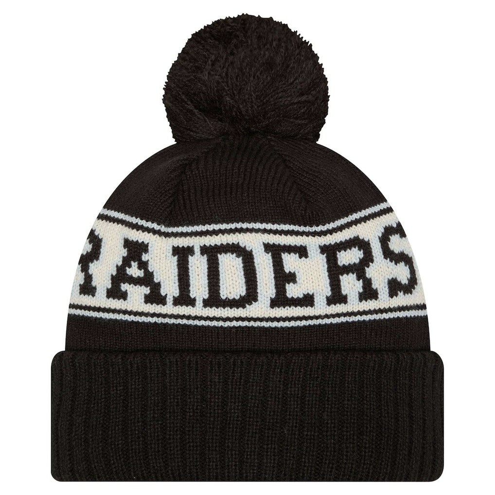 Las Vegas Raiders New Era Youth  Retro Cuffed Knit Hat with Pom