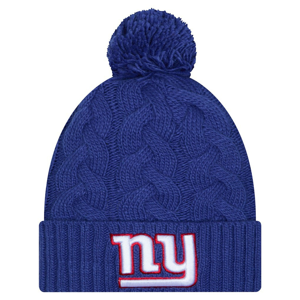 New York Giants New Era Girls Youth Cabled Cuffed Knit Hat with Pom