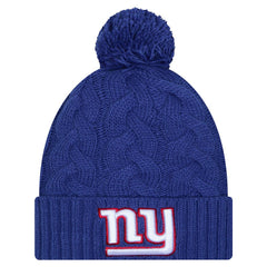 New York Giants New Era Girls Youth Cabled Cuffed Knit Hat with Pom