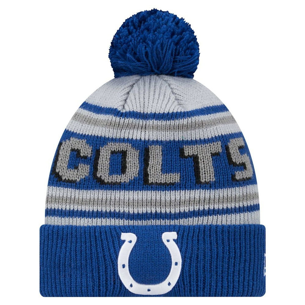 Indianapolis Colts New Era Youth Main Cuffed Knit Hat with Pom