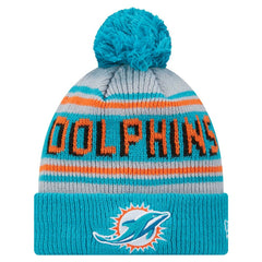 Miami Dolphins New Era Youth Main Cuffed Knit Hat with Pom