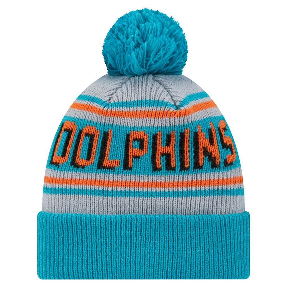 Miami Dolphins New Era Youth Main Cuffed Knit Hat with Pom