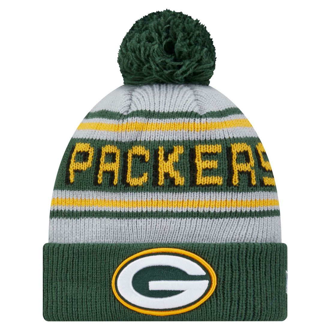 Green Bay Packers New Era Youth Main Cuffed Knit Hat with Pom