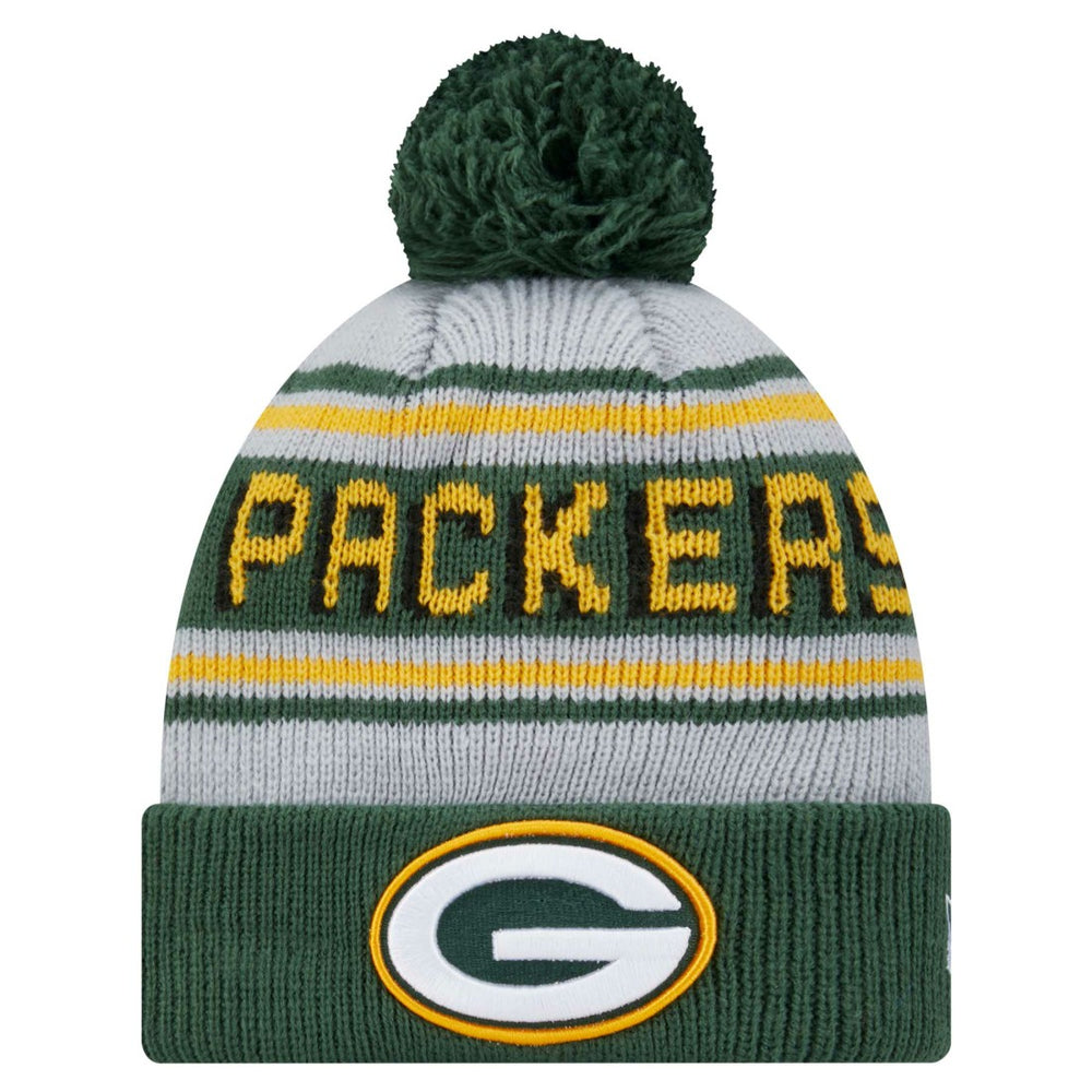 Green Bay Packers New Era Youth Main Cuffed Knit Hat with Pom