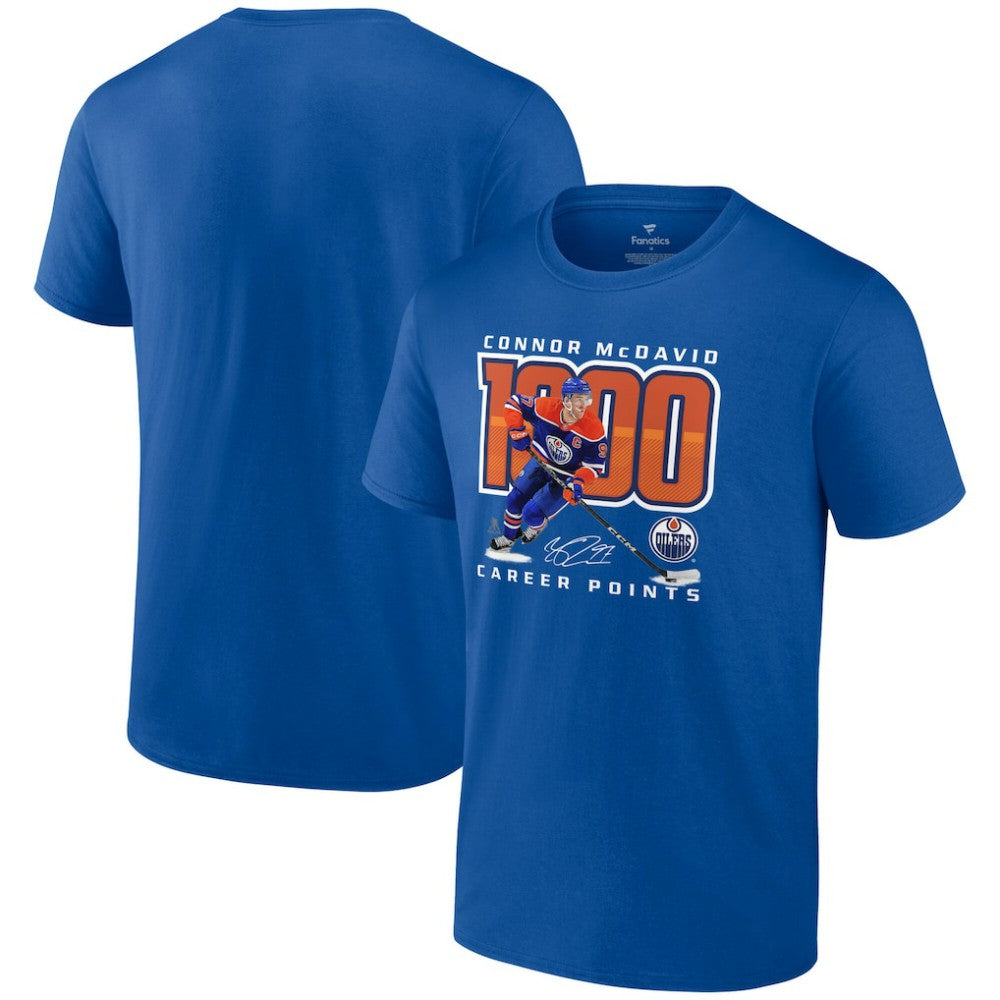 Connor McDavid Edmonton Oilers 1,000 Career Points T-Shirt Discount