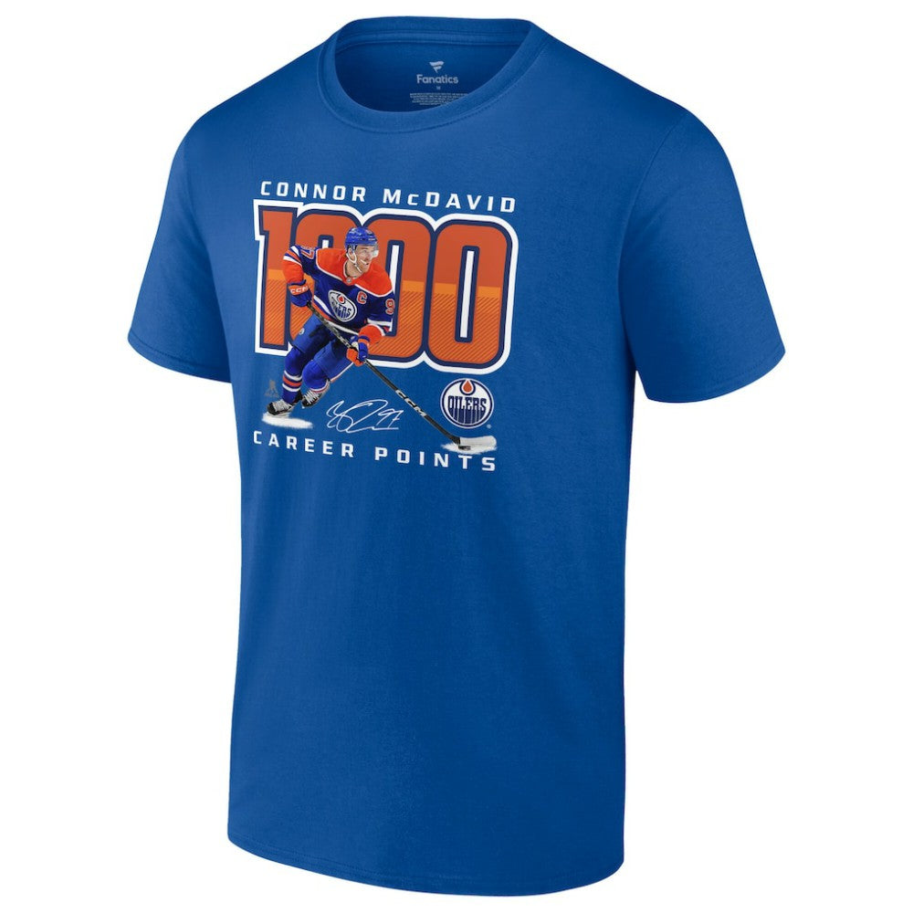 Connor McDavid Edmonton Oilers 1,000 Career Points T-Shirt Discount
