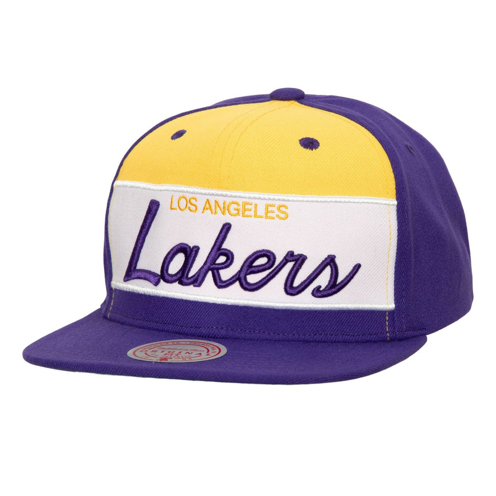Los Angeles Lakers Retro Sport Color Block Script Snapback Hat Online