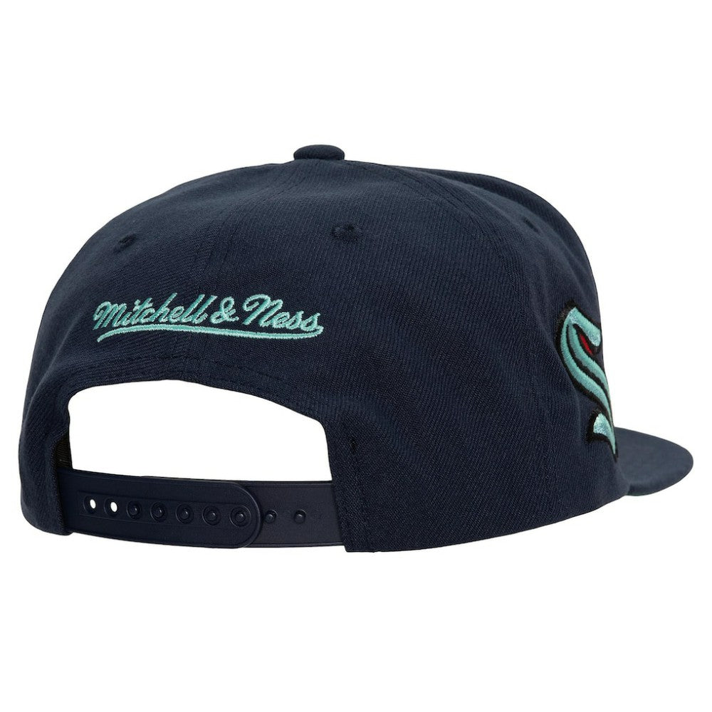 Seattle Kraken Mitchell & Ness Retro Script Colorblock Snapback Hat Sale